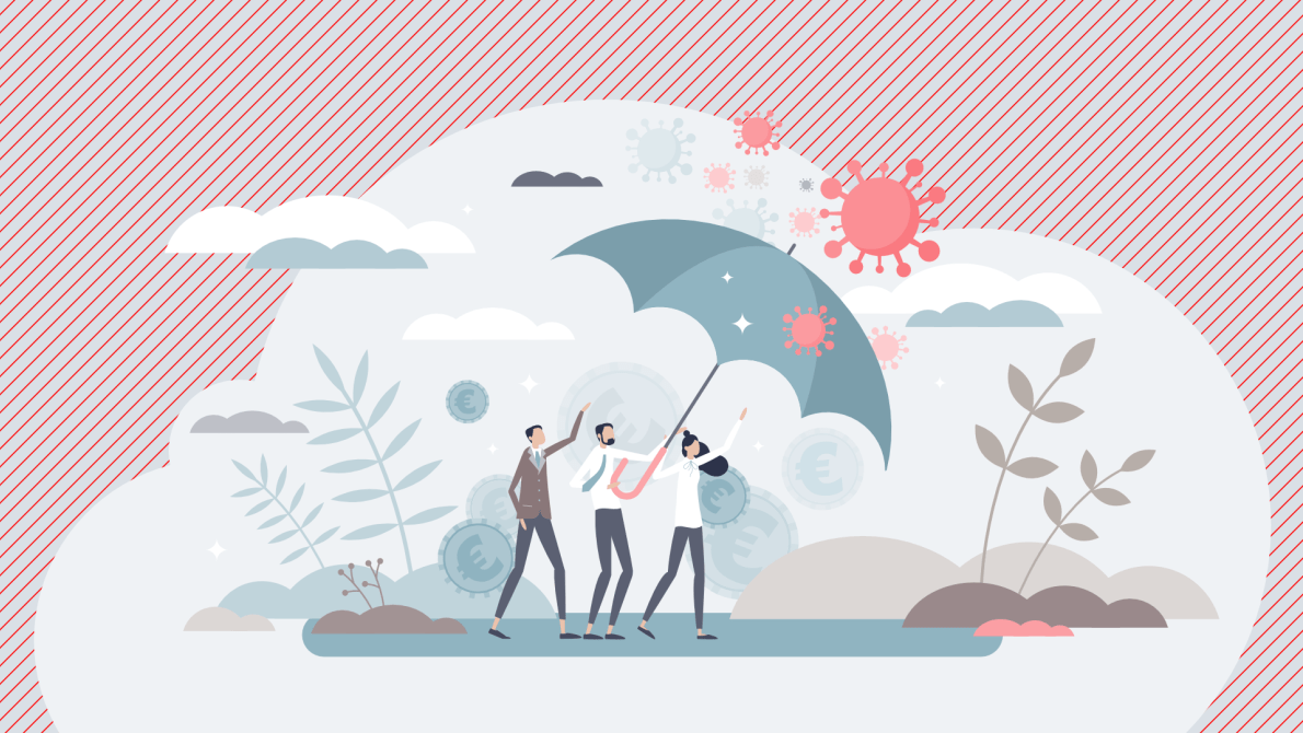 Illustration of umbrella protecting from bacteria